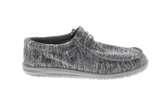 Hey Dude Wally L Mens Gray Textile Casual Dress Lace Up Boat Shoes