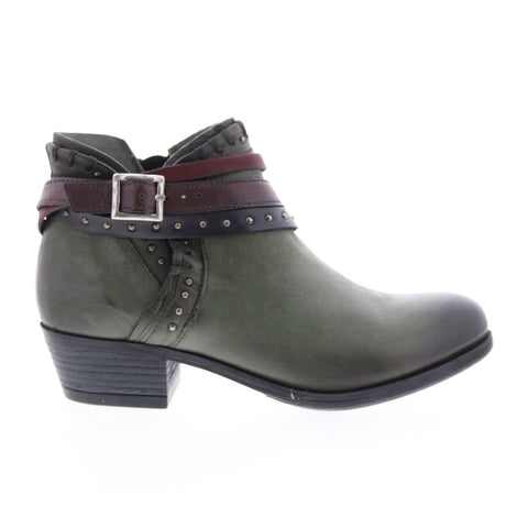 Miz Mooz Booker 111265 Womens Green Leather Zipper Ankle & Booties Boots