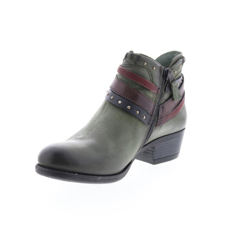 Miz Mooz Booker 111265 Womens Green Leather Zipper Ankle & Booties Boots