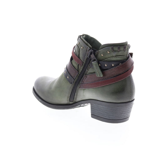 Miz Mooz Booker 111265 Womens Green Leather Zipper Ankle & Booties Boots