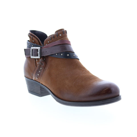 Miz Mooz Booker 111265 Womens Brown Leather Zipper Ankle & Booties Boots