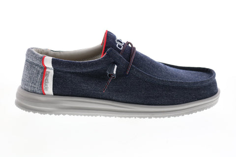 Hey Dude Wally Free 112272551 Mens Blue Canvas Lifestyle Sneakers Shoes