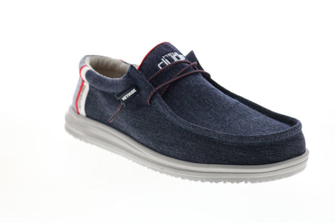 Hey Dude Wally Free 112272551 Mens Blue Canvas Lifestyle Sneakers Shoes