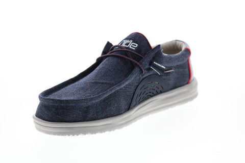 Hey Dude Wally Free 112272551 Mens Blue Canvas Lifestyle Sneakers Shoes