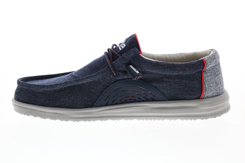 Hey Dude Wally Free 112272551 Mens Blue Canvas Lifestyle Sneakers Shoes
