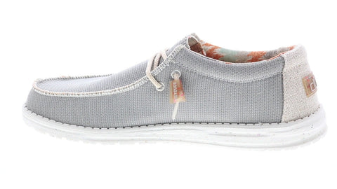 Hey Dude Wally Eco Sox 112470710 Mens Gray Canvas Loafers Casual Shoes