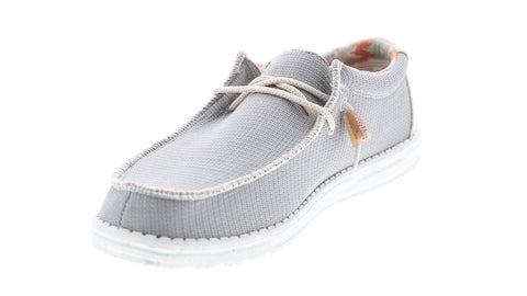 Hey Dude Wally Eco Sox 112470710 Mens Gray Canvas Loafers Casual Shoes