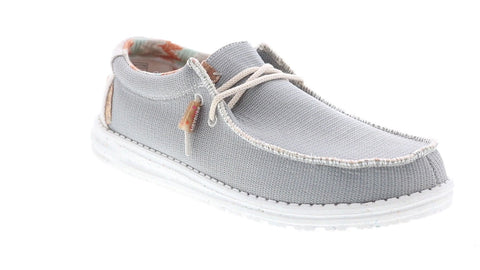 Hey Dude Wally Eco Sox 112470710 Mens Gray Canvas Loafers Casual Shoes