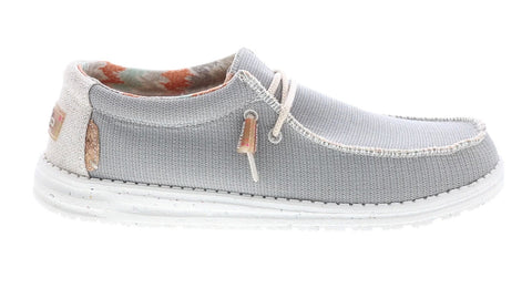 Hey Dude Wally Eco Sox 112470710 Mens Gray Canvas Loafers Casual Shoes