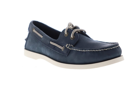 Florsheim Nevis 11872-410 Mens Blue Nubuck Casual Lace Up Boat Shoes