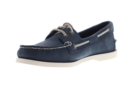 Florsheim Nevis 11872-410 Mens Blue Nubuck Casual Lace Up Boat Shoes