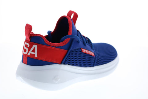 Skechers Go Run Fast Valor 128019 Womens Blue Mesh Athletic Running Shoes