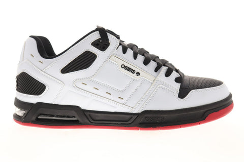 Osiris Peril 1308 295 Mens White Black Leather Lace Up Athletic Skate Shoes