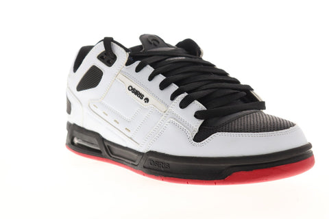 Osiris Peril 1308 295 Mens White Black Leather Lace Up Athletic Skate Shoes