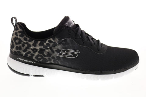 Skechers Flex Appeal 3.0 Leopard Path Womens Black Lifestyle Sneakers Shoes