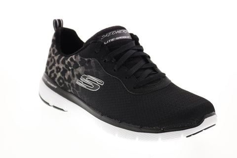 Skechers Flex Appeal 3.0 Leopard Path Womens Black Lifestyle Sneakers Shoes