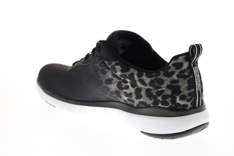 Skechers Flex Appeal 3.0 Leopard Path Womens Black Lifestyle Sneakers Shoes