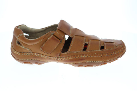 GBX Sentaur Mens Tan Leather Flip Flops Slip On Sandals Shoes