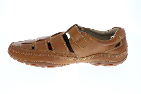 GBX Sentaur Mens Tan Leather Flip Flops Slip On Sandals Shoes