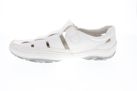 GBX Sentaur Mens White Leather Flip Flops Slip On Sandals Shoes