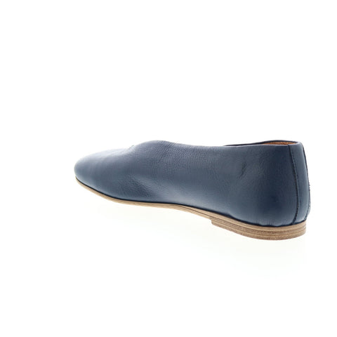 Miz Mooz Etta Womens Blue Leather Slip On Ballet Flats Shoes