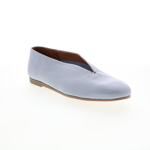 Miz Mooz Etta Womens Blue Leather Slip On Ballet Flats Shoes