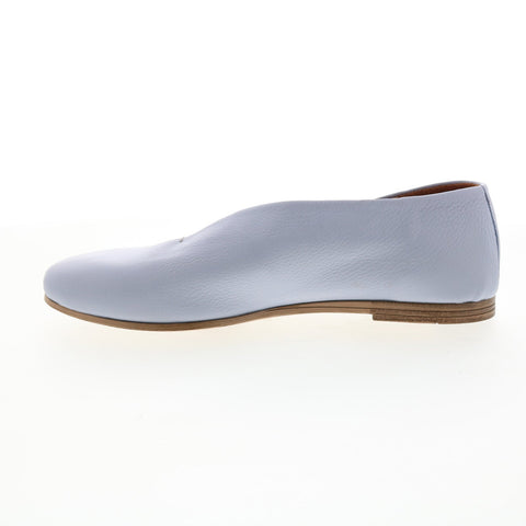 Miz Mooz Etta Womens Blue Leather Slip On Ballet Flats Shoes