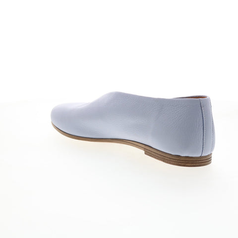 Miz Mooz Etta Womens Blue Leather Slip On Ballet Flats Shoes