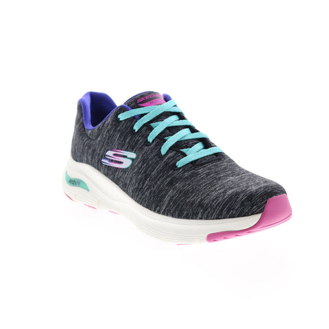 Skechers Arch Fit Pillow Walker Womens Black Canvas Athletic Walking Shoes