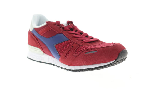 Diadora Titan II Mens Red Suede & Nylon Athletic Lace Up Running Shoes