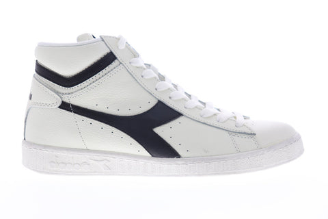 Diadora Game L High Waxed 159657-C0351 Mens White Leather High Top Sneakers Shoes