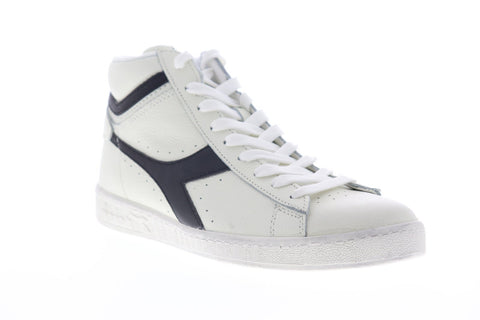Diadora Game L High Waxed 159657-C0351 Mens White Leather High Top Sneakers Shoes