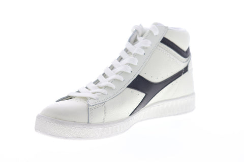 Diadora Game L High Waxed 159657-C0351 Mens White Leather High Top Sneakers Shoes