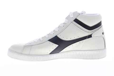 Diadora Game L High Waxed 159657-C0351 Mens White Leather High Top Sneakers Shoes