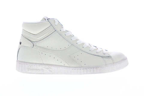 Diadora Game L High Waxed 159657-C6180 Mens White Leather High Top Sneakers Shoes