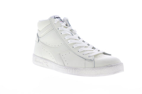 Diadora Game L High Waxed 159657-C6180 Mens White Leather High Top Sneakers Shoes