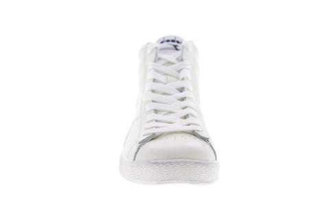 Diadora Game L High Waxed 159657-C6180 Mens White Leather High Top Sneakers Shoes