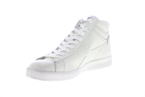 Diadora Game L High Waxed 159657-C6180 Mens White Leather High Top Sneakers Shoes