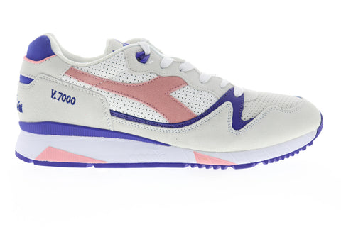 Diadora V7000 Premium 161998-C6604 Mens White Suede Lifestyle Sneakers Shoes