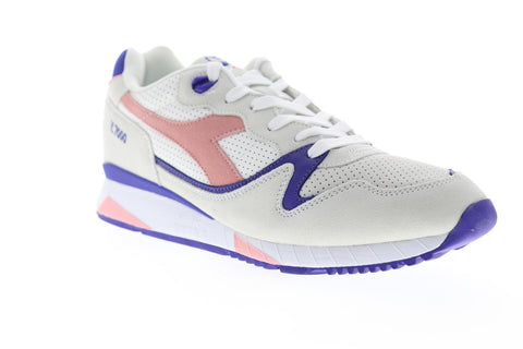 Diadora V7000 Premium 161998-C6604 Mens White Suede Lifestyle Sneakers Shoes