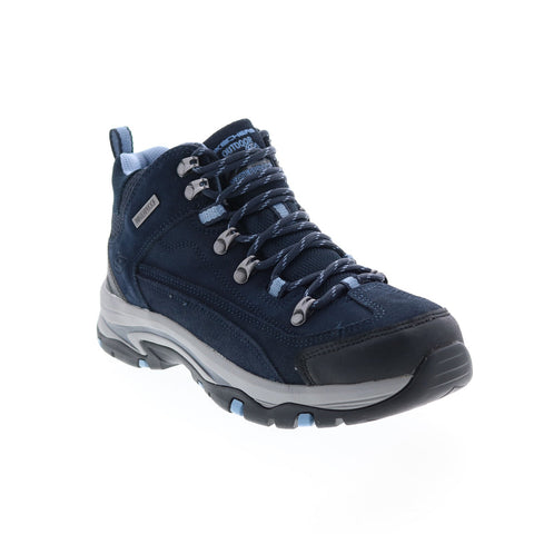 Skechers Relaxed Fit Trego Alpine Trail 167004 Womens Blue Suede Lace Up Hiking Boots