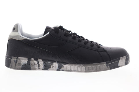 Diadora Game Low Waxed Camouflage Mens Black Leather Lifestyle Sneakers Shoes