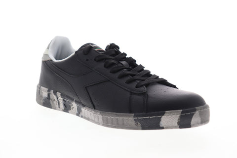 Diadora Game Low Waxed Camouflage Mens Black Leather Low Top Sneakers Shoes