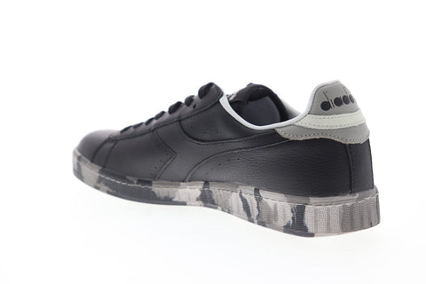 Diadora Game Low Waxed Camouflage Mens Black Leather Lifestyle Sneakers Shoes