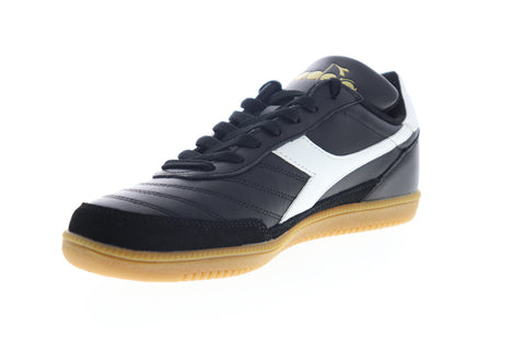 Diadora Gold Indoor 174822-80013 Mens Black Leather Lifestyle Sneakers Shoes