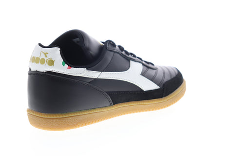 Diadora Gold Indoor 174822-80013 Mens Black Leather Lifestyle Sneakers Shoes
