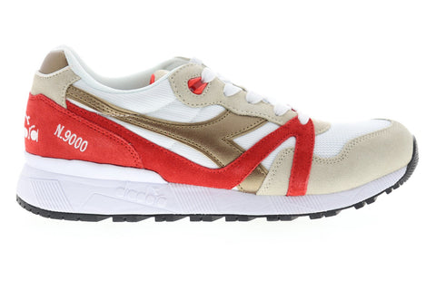 Diadora N9000 Spark 174829-C7943 Mens White Suede Mesh Low Top Sneakers Shoes