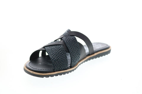 Sorel Ella Slide 1848741010 Womens Black Leather Slip On Slides Sandals Shoes