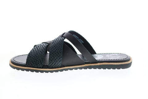 Sorel Ella Slide 1848741010 Womens Black Leather Slip On Slides Sandals Shoes