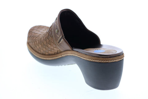 Ecco Casual Clog 18693-01192 Womens Brown Leather Slip On Clogs Slippers Shoes